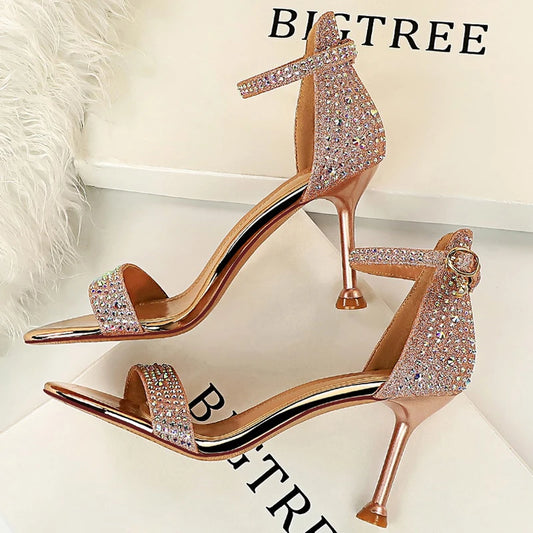 Celeste Rhinestone Ankle-Strap Heels